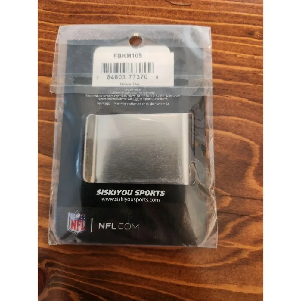 Detroit Lions Money Clip Black and Steel Minimalist Wallet NWT NFL Football